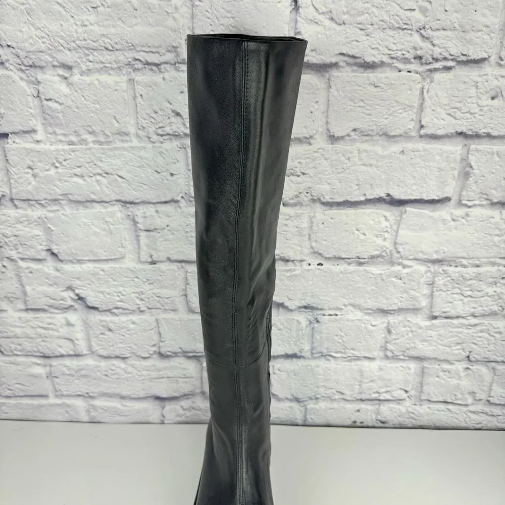 AMPUTEE ONE 1 SINGLE RIGHT Vince Rune Water Repellant Black Leather Knee Boot 9 - Picture 4 of 14